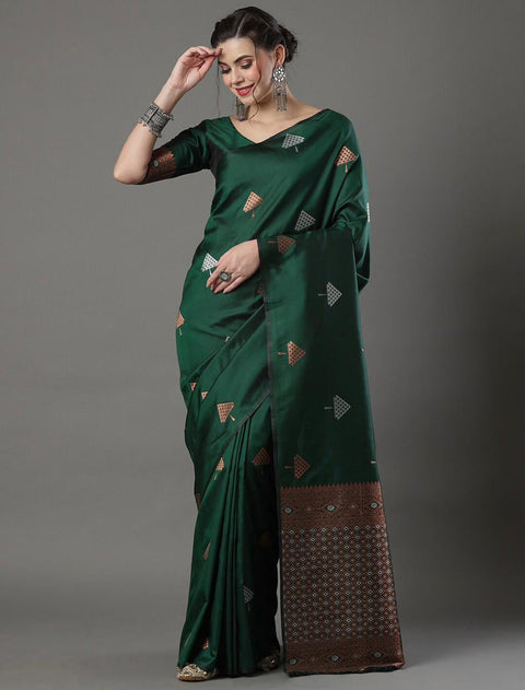 VastraLakshmi Ethnic Green Soft Silk Saree With Preferable Blouse Piece