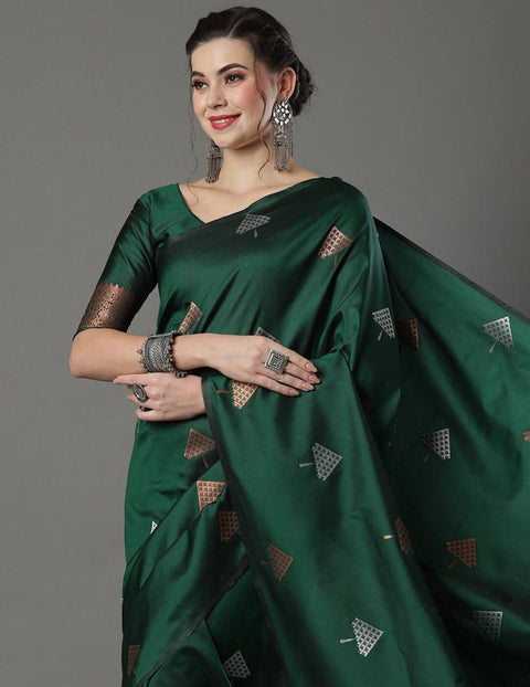 VastraLakshmi Ethnic Green Soft Silk Saree With Preferable Blouse Piece