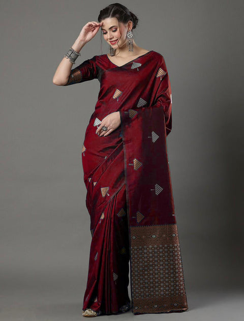 VastraLakshmi Inspiring Maroon Soft Silk Saree With Delightful Blouse Piece