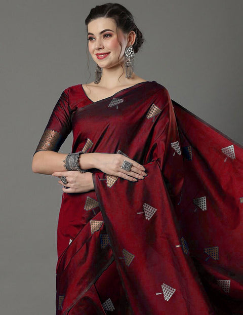 VastraLakshmi Inspiring Maroon Soft Silk Saree With Delightful Blouse Piece