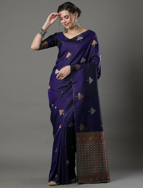 VastraLakshmi Radiant Purple Soft Silk Saree With Ethnic Blouse Piece