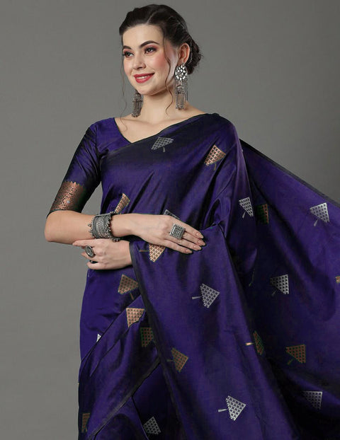 VastraLakshmi Radiant Purple Soft Silk Saree With Ethnic Blouse Piece