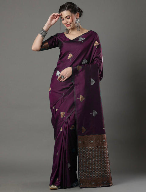 VastraLakshmi Demanding Wine Soft Silk Saree With Ideal Blouse Piece