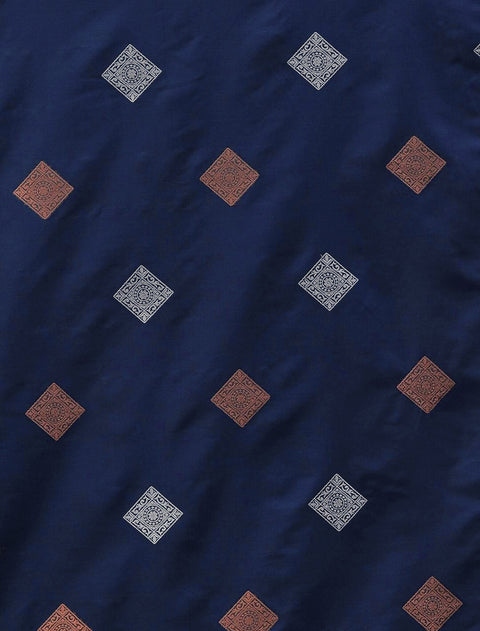 VastraLakshmi Symmetrical Navy Blue Soft Silk Saree With Splendorous Blouse Piece