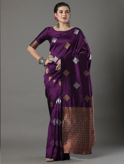 VastraLakshmi Scintilla Wine Soft Silk Saree With Engaging Blouse Piece