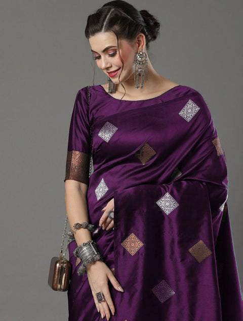 VastraLakshmi Scintilla Wine Soft Silk Saree With Engaging Blouse Piece