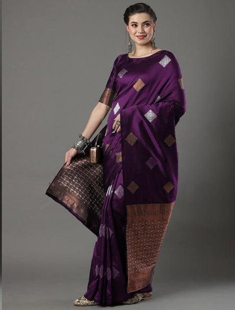 VastraLakshmi Scintilla Wine Soft Silk Saree With Engaging Blouse Piece