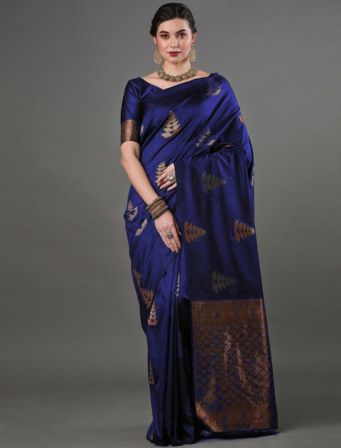 VastraLakshmi Tempting Blue Soft Silk Saree With Fragrant Blouse Piece