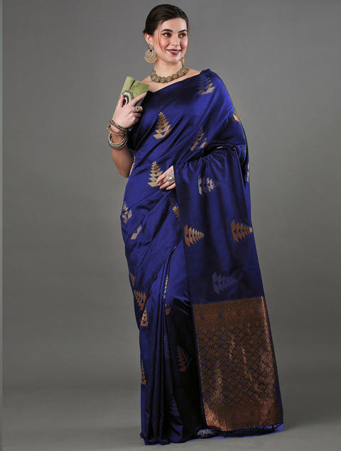 VastraLakshmi Tempting Blue Soft Silk Saree With Fragrant Blouse Piece