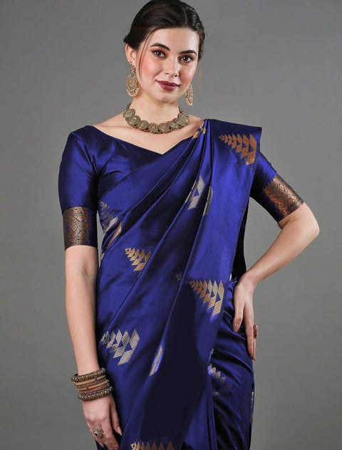 VastraLakshmi Tempting Blue Soft Silk Saree With Fragrant Blouse Piece