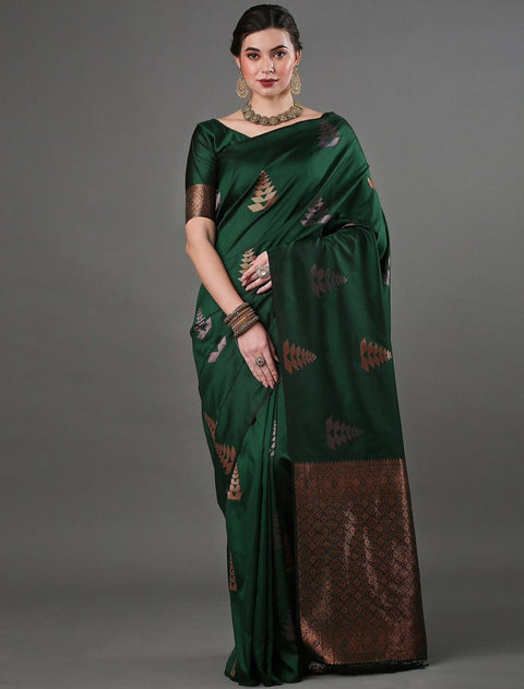 VastraLakshmi Supernal Green Soft Silk Saree With Incomparable Blouse Piece