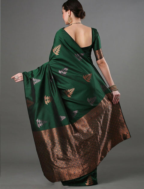 VastraLakshmi Supernal Green Soft Silk Saree With Incomparable Blouse Piece