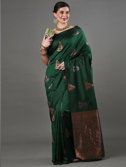 VastraLakshmi Supernal Green Soft Silk Saree With Incomparable Blouse Piece