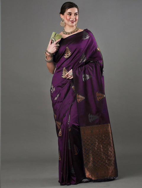 VastraLakshmi Incomparable Purple Soft Silk Saree With Enchanting Blouse Piece