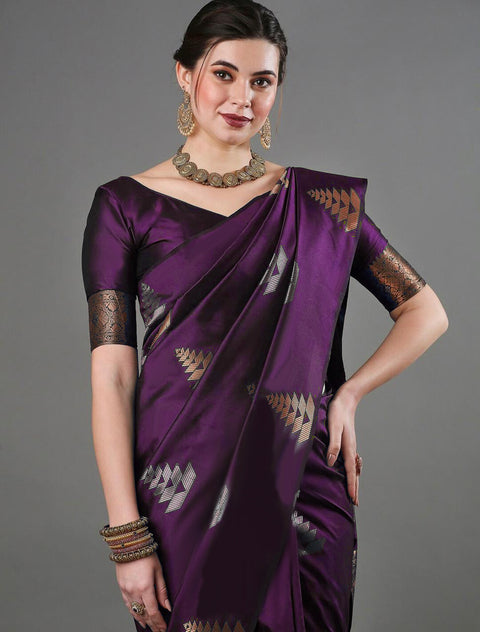 VastraLakshmi Incomparable Purple Soft Silk Saree With Enchanting Blouse Piece