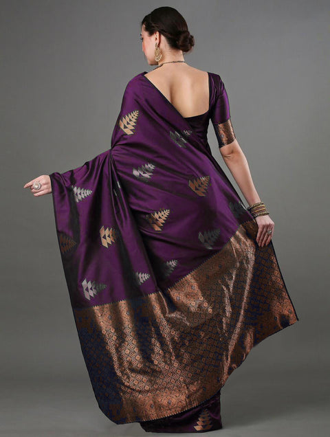 VastraLakshmi Incomparable Purple Soft Silk Saree With Enchanting Blouse Piece