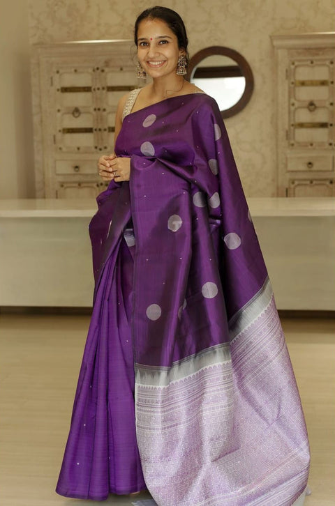 VastraLakshmi Splendorous Purple Soft Silk Saree With Winsome Blouse Piece