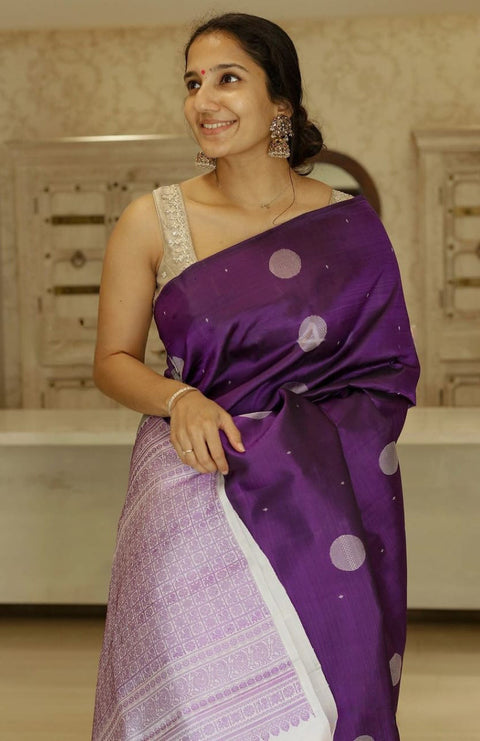 VastraLakshmi Splendorous Purple Soft Silk Saree With Winsome Blouse Piece