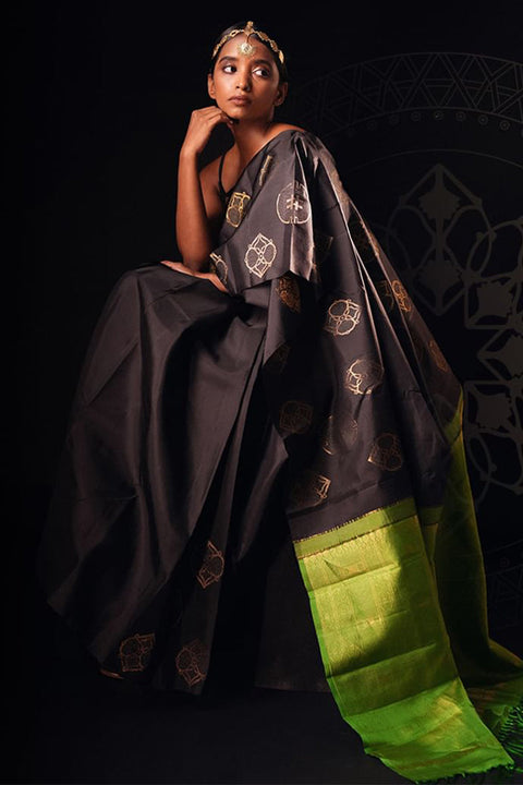 VastraLakshmi Majestic Black Soft Silk Saree With Amiable Blouse Piece