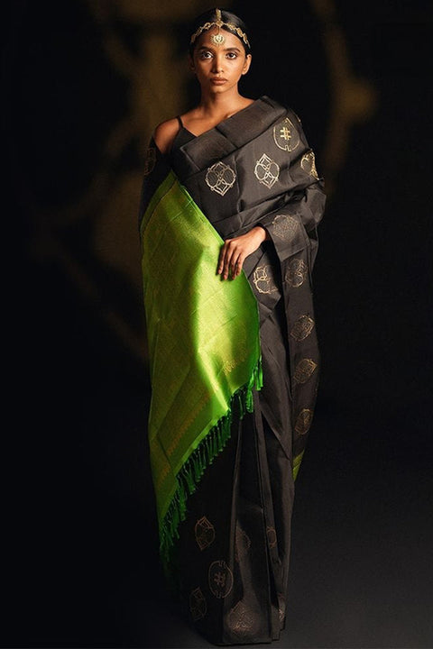 VastraLakshmi Majestic Black Soft Silk Saree With Amiable Blouse Piece