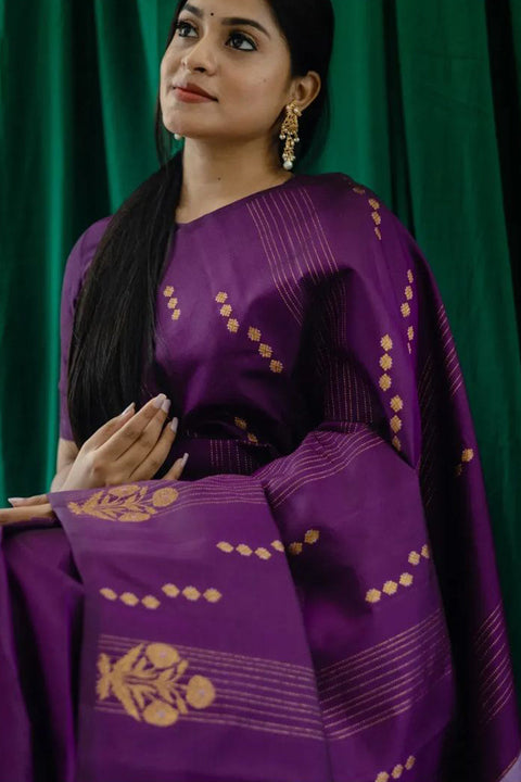 VastraLakshmi Redolent Purple Soft Silk Saree With Fragrant Blouse Piece