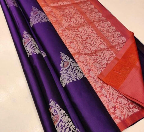 VastraLakshmi Tempting Purple Soft Silk Saree With Symmetrical Blouse Piece