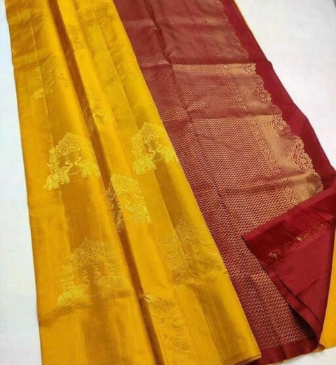 VastraLakshmi Imbrication Mustard Soft Silk Saree With Susurrous Blouse Piece