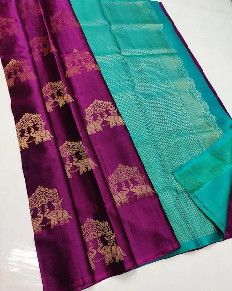 VastraLakshmi Nemesis Purple Soft Silk Saree With Vestigial Blouse Piece