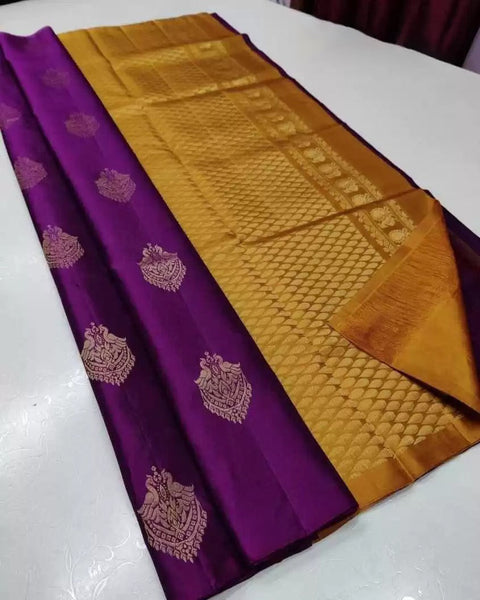 VastraLakshmi Snappy Wine Soft Silk Saree With Petrichor Blouse Piece