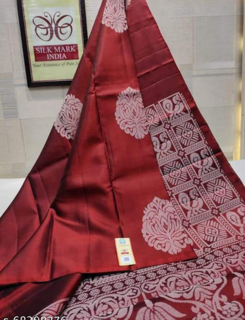 VastraLakshmi Desultory Red Soft Silk Saree With Dalliance Blouse Piece