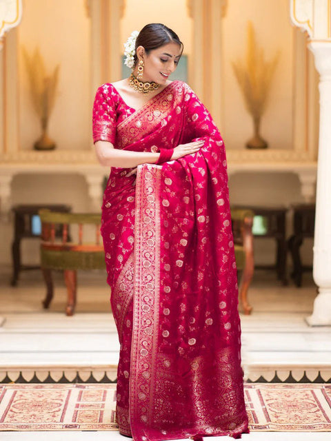 VastraLakshmi Glowing Dark Pink Soft Silk Saree With Gratifying Blouse Piece