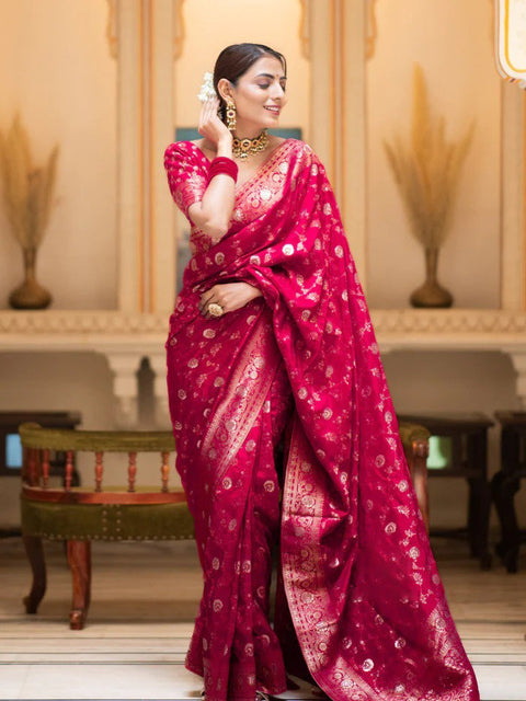 VastraLakshmi Glowing Dark Pink Soft Silk Saree With Gratifying Blouse Piece