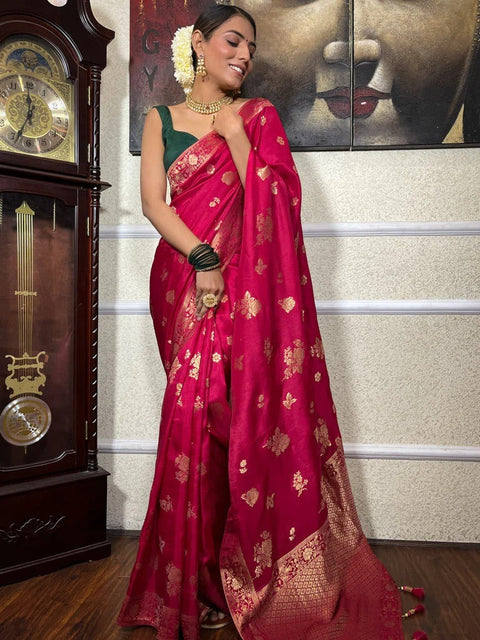 VastraLakshmi Outstanding Dark Pink Soft Silk Saree With Breathtaking Blouse Piece