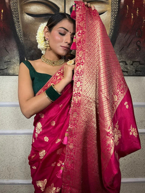 VastraLakshmi Outstanding Dark Pink Soft Silk Saree With Breathtaking Blouse Piece