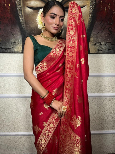 VastraLakshmi Bewitching Red Soft Silk Saree With Conflate Blouse Piece