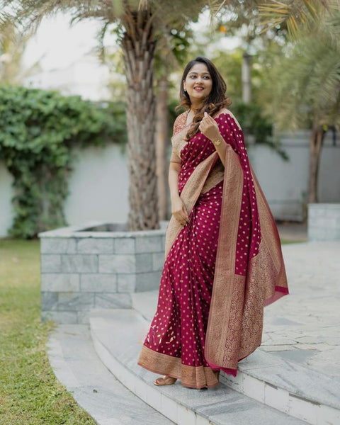 VastraLakshmi Gossamer Maroon Soft Silk Saree With Mellifluous Blouse Piece