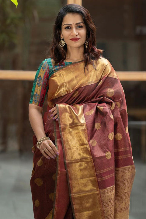 VastraLakshmi Energetic Brown Soft Silk Saree With Innovative Blouse Piece