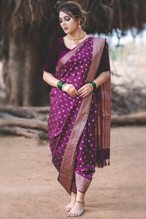 VastraLakshmi Prettiest Purple Soft Silk Saree With Imbrication Blouse Piece