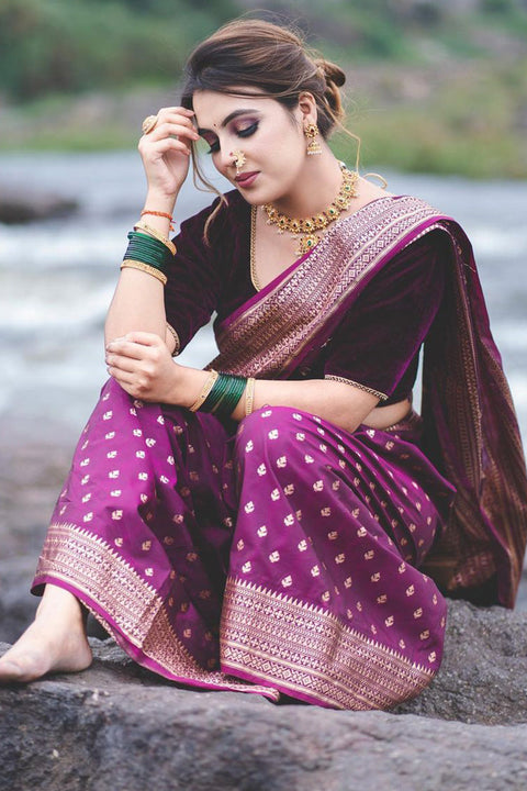 VastraLakshmi Prettiest Purple Soft Silk Saree With Imbrication Blouse Piece