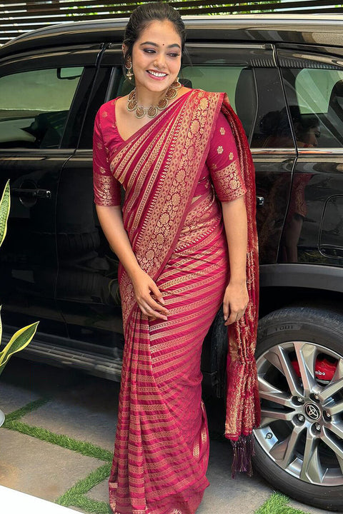 VastraLakshmi Deserving Dark Pink Soft Silk Saree With Flaunt Blouse Piece