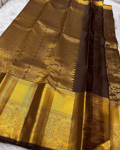 VastraLakshmi Marvellous Brown Soft Silk Saree With Desiring Blouse Piece