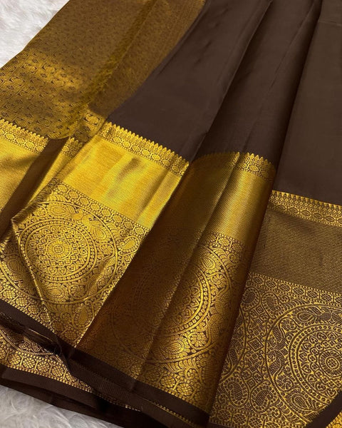 VastraLakshmi Marvellous Brown Soft Silk Saree With Desiring Blouse Piece