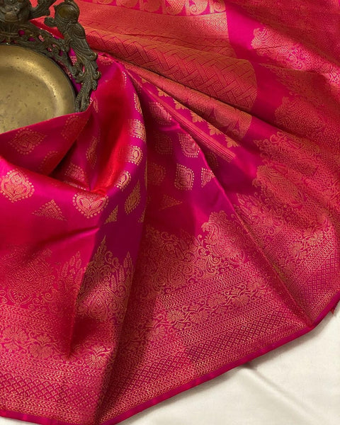 VastraLakshmi Marvellous Dark Pink Soft Silk Saree With Intricate Blouse Piece