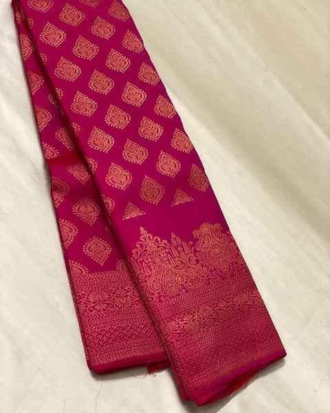 VastraLakshmi Marvellous Dark Pink Soft Silk Saree With Intricate Blouse Piece