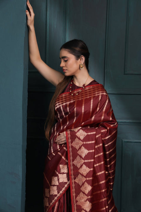 VastraLakshmi Jazzy Maroon Soft Silk Saree With Fairytale Blouse Piece