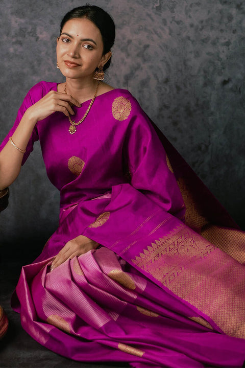 VastraLakshmi Designer Magenta Soft Silk Saree With Sensational Blouse Piece