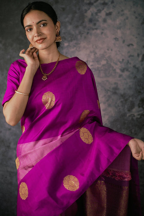 VastraLakshmi Designer Magenta Soft Silk Saree With Sensational Blouse Piece