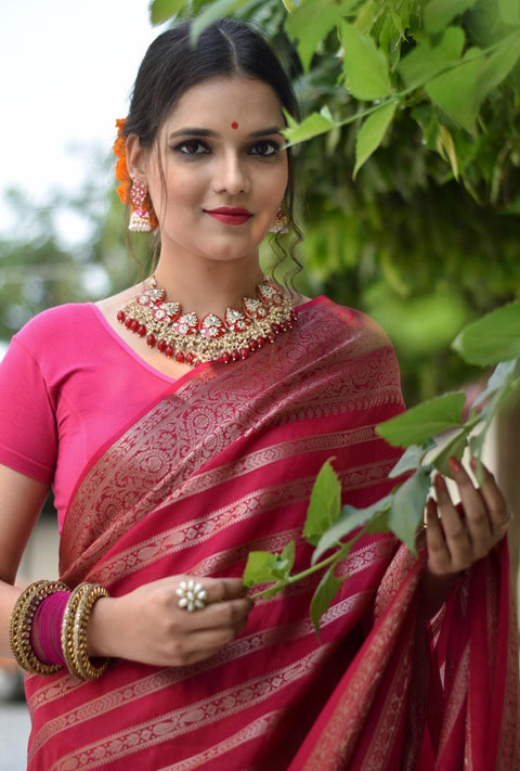 VastraLakshmi Impressive Dark Pink Soft Silk Saree With Mesmeric Blouse Piece