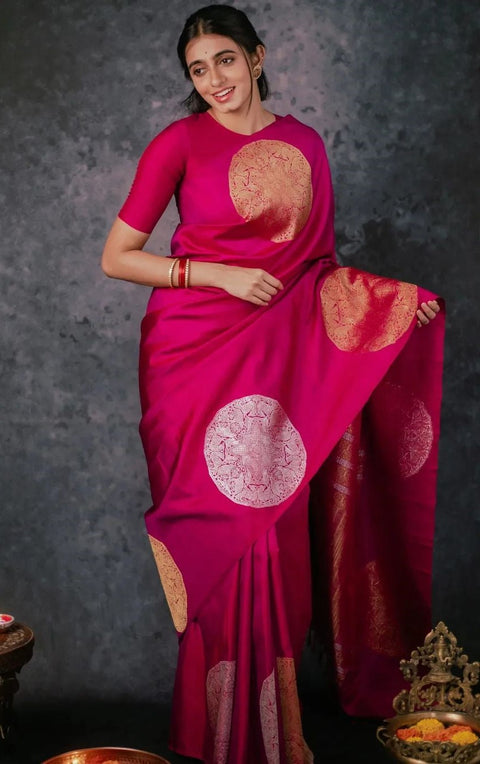 VastraLakshmi Glowing Dark Pink Soft Silk Saree With Attractive Blouse Piece