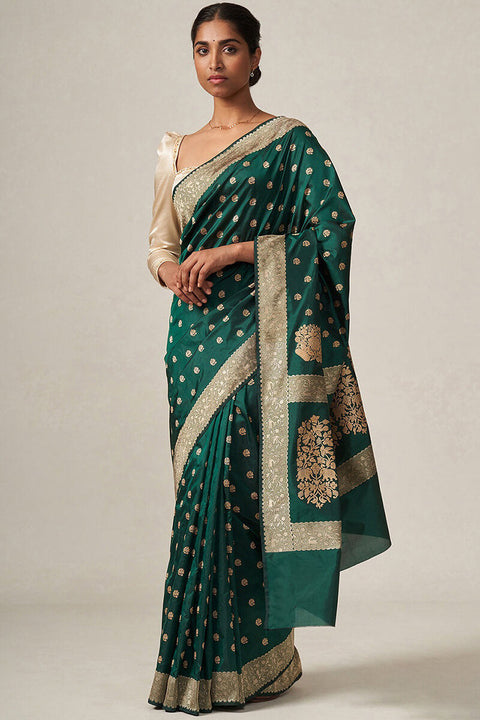 VastraLakshmi Splendorous Rama Soft Silk Saree With Radiant Blouse Piece